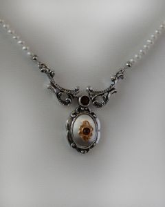 Collier Granat mit Perlenkette